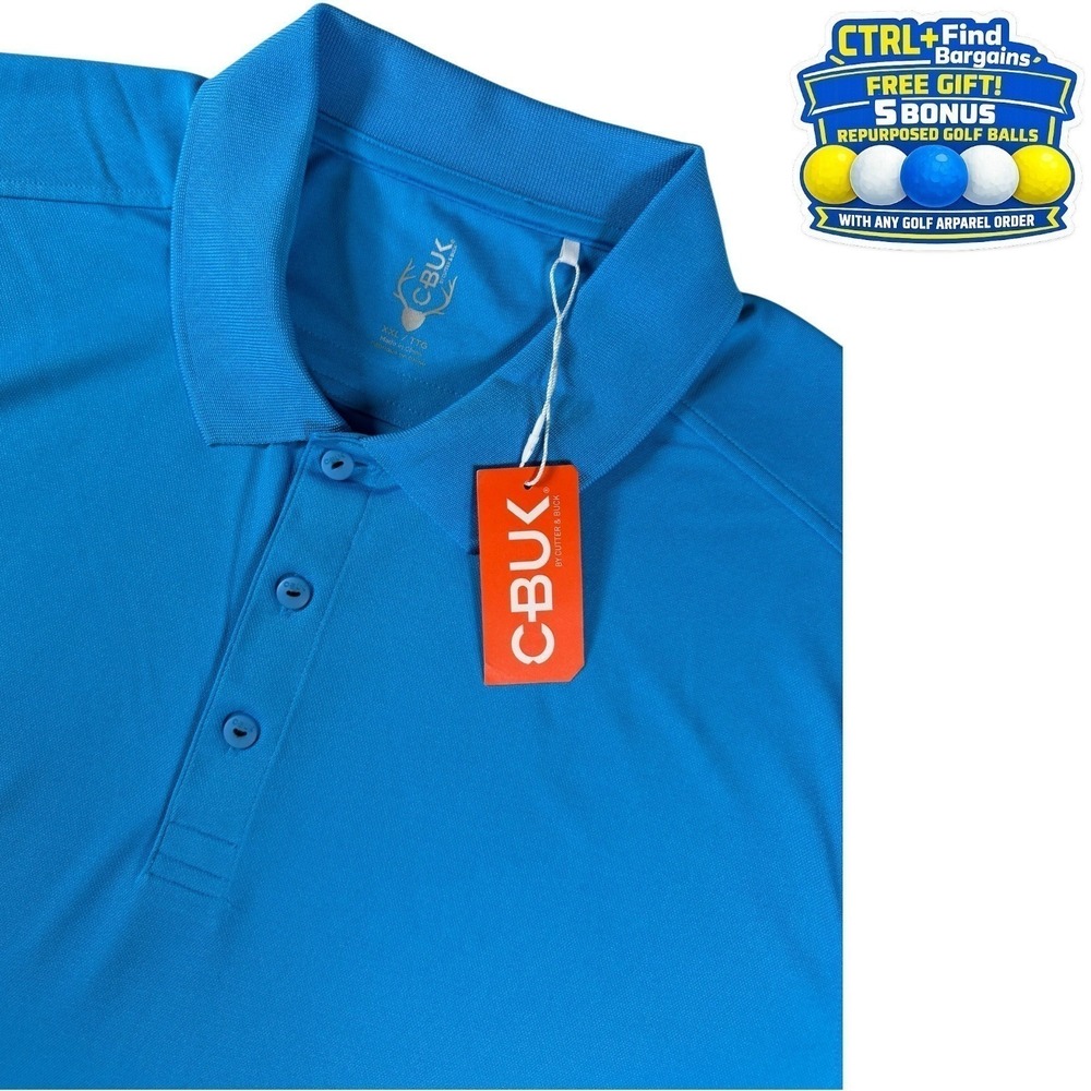 CBUK Cutter & Buck Golf Performance Polo 100% Polyester Teal Blue Men's XXL